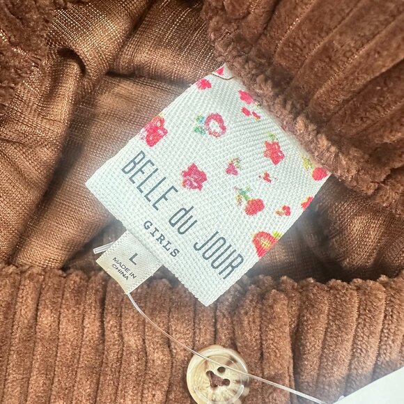 Belle Du Jour Corduroy Mini Skirt Girls Large Brown Buttons Polyester Elastic Wa - Picture 3 of 10